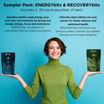 Energybits spirulina and recoverybits chlorella sample bags