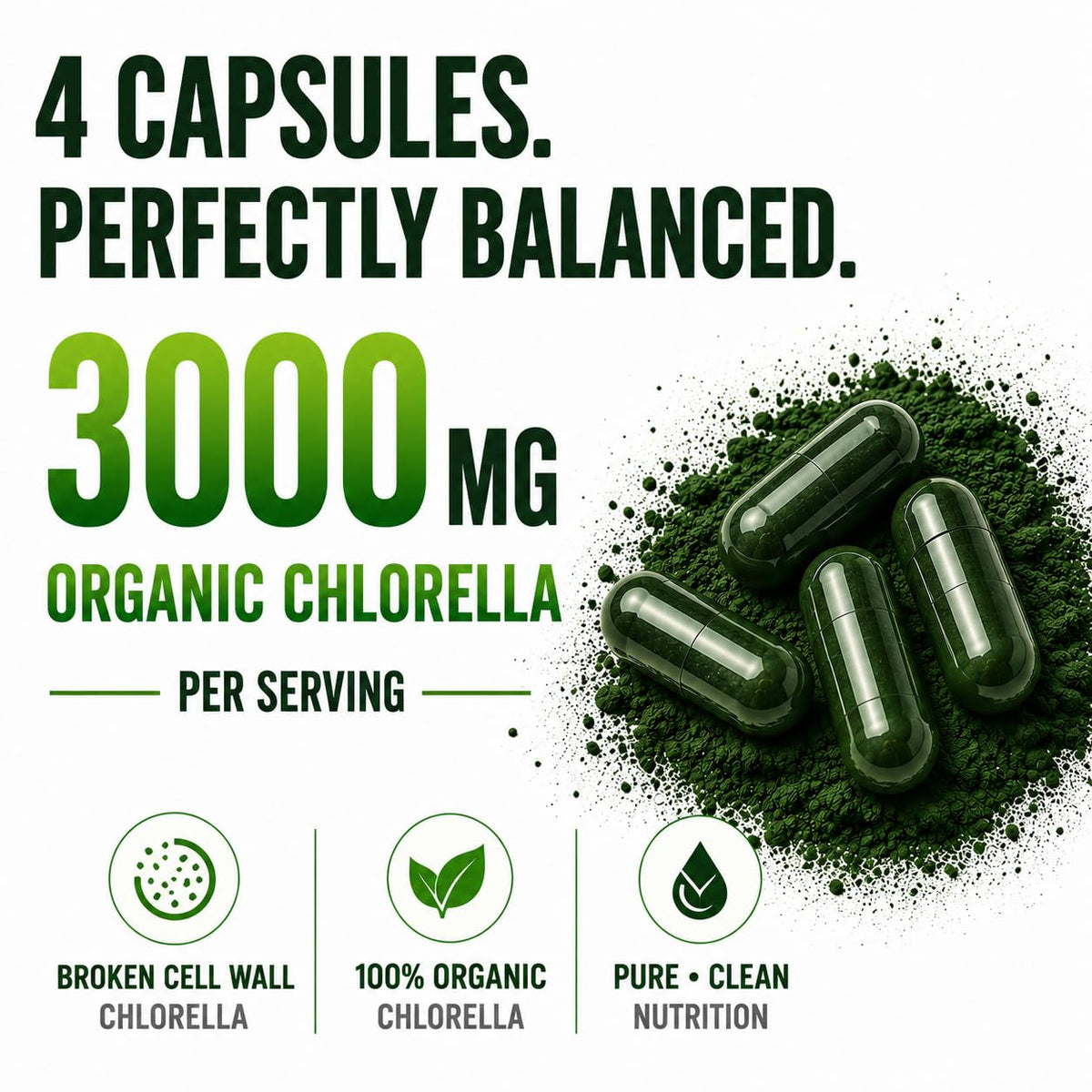 Cracked cell wall chlorella powder texture visualization