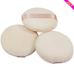 Joly cosmetic face powder puff three piece set displaying cream white texture for loose powder