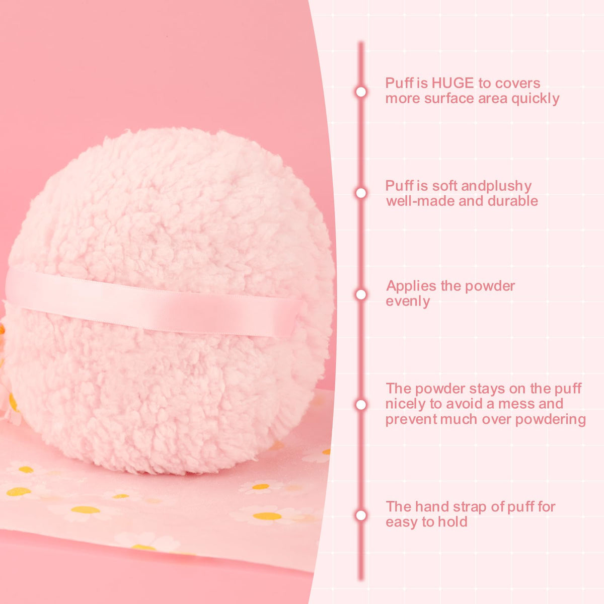 Premium imported body talc puff showing the high density plush texture.
