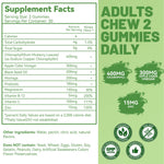 Sixty chewable vegan green chlorophyll gummies for immunity and detox side view