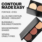 Swatches of the Smashbox contour palette on skin.
