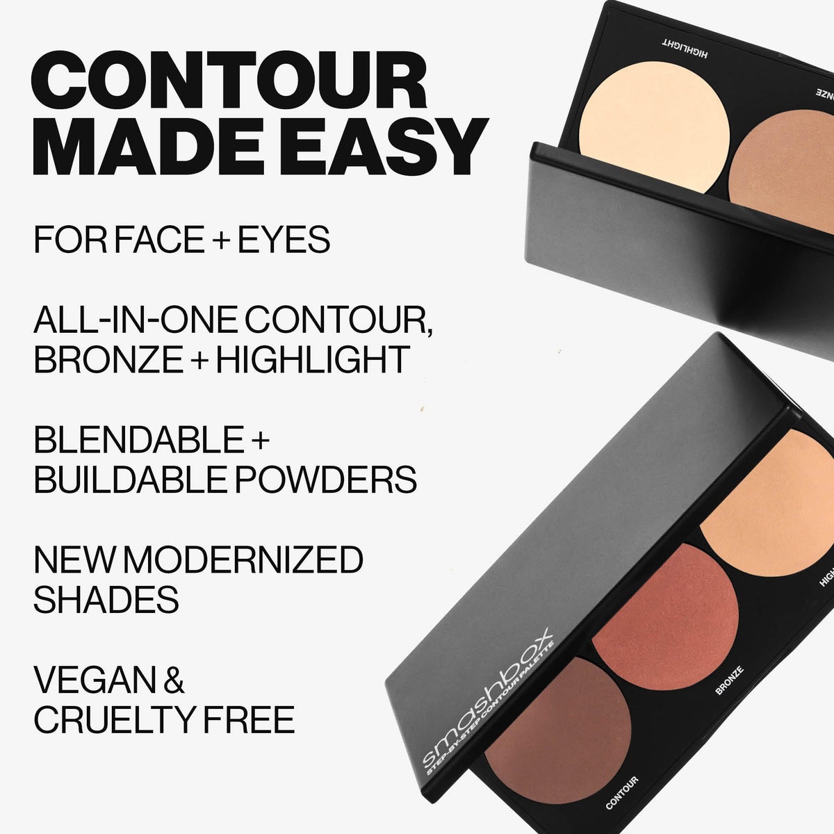 Swatches of the Smashbox contour palette on skin.