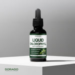 Dorado Nutrition chlorophyll drops liquid consistency showing natural green color