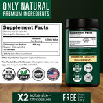 Premium imported Alpha Flow chlorophyll pills highlighting serving size