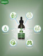 Premium green plant pigment chlorophyll drops showing natural mint flavor description