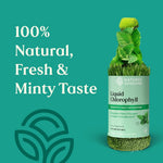 Premium imported liquid chlorophyll bottle by Nature's Sunshine depicting the paraben free seal