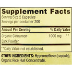 Spring Valley Cinnamon 400 vegetarian capsules bottle label