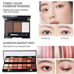 MTDXILTAI complete makeup kit with mascara eyeliner and eyebrow pencil arranged