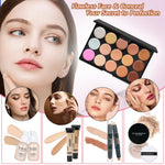 Kavcent makeup kit arranged neatly showing eyebrow pencil and black liquid eyeliner tools