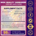 Zebora Berberine HCL supplement facts label