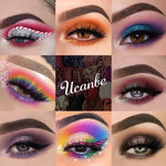 UCANBE eyeshadow palette travel friendly purple folded packaging display.