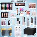 TooAemiS full cosmetic collection featuring liquid foundation, loose powder, lip glosses, and beauty sponges.