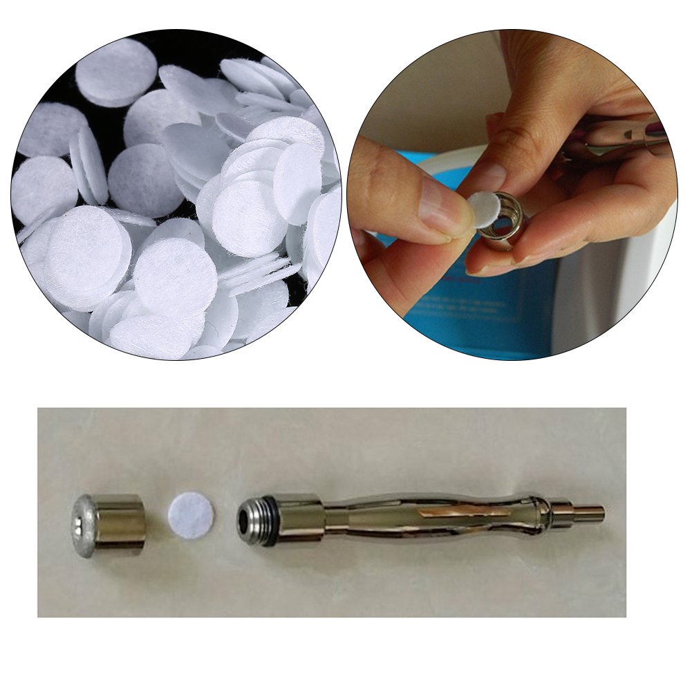 Close up of 40mm replacement round filtering pad cotton vacuum filters for facial devices.