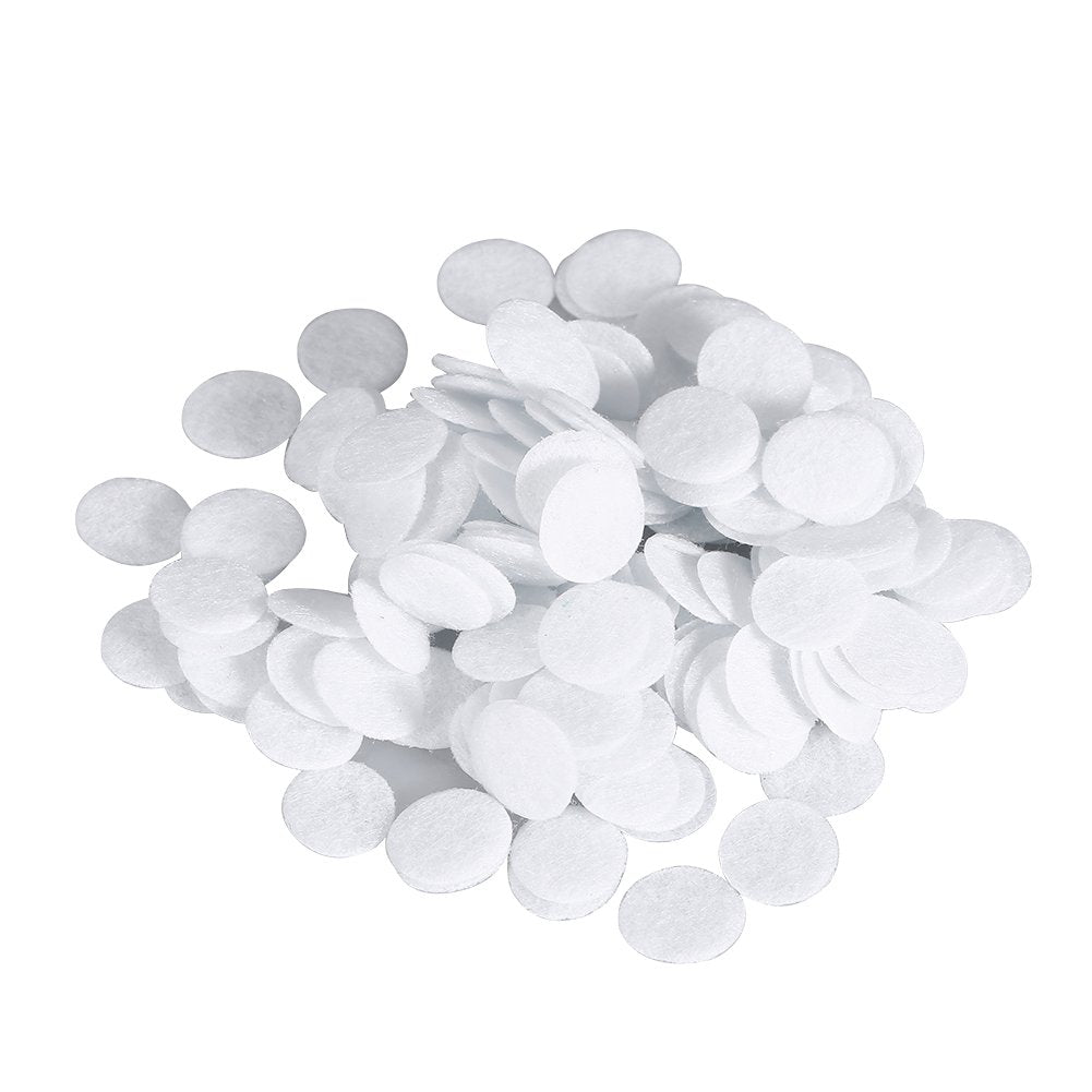 Bulk packaging of 100 pieces eco friendly cotton filter replacements for salon dermabrasion equipment.