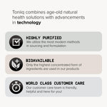 Group of Toniiq metabolic support supplement bottles