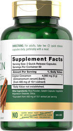 Carlyle Ceylon Cinnamon herbal supplement label details