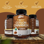 Side profile of NutriFlair Ceylon Cinnamon capsule bottle