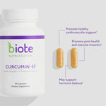 Back of Biote Nutraceuticals bottle showing ingredient facts for Curcumin SF