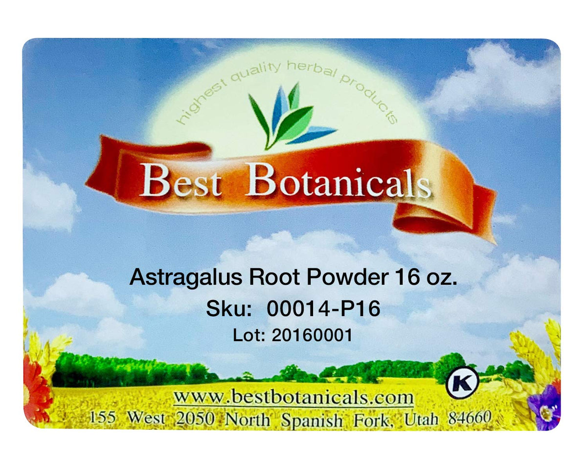 Authentic organic astragalus root powder ingredient information panel