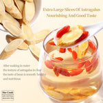 Thick premium Chinese herbal tea supplement slices displayed out of the packaging.