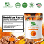 Feel Good Curcumin Powder organic supplement bag back label