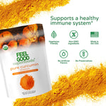Side profile of Feel Good 5 ounce organic curcumin bag