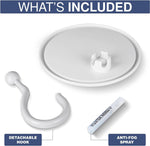 Mirrorvana hanging shower mirror showing the durable non glass impact resistant rear backing panel.