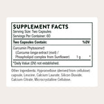 Thorne Curcumin Phytosome supplement bottle side view showing ingredients