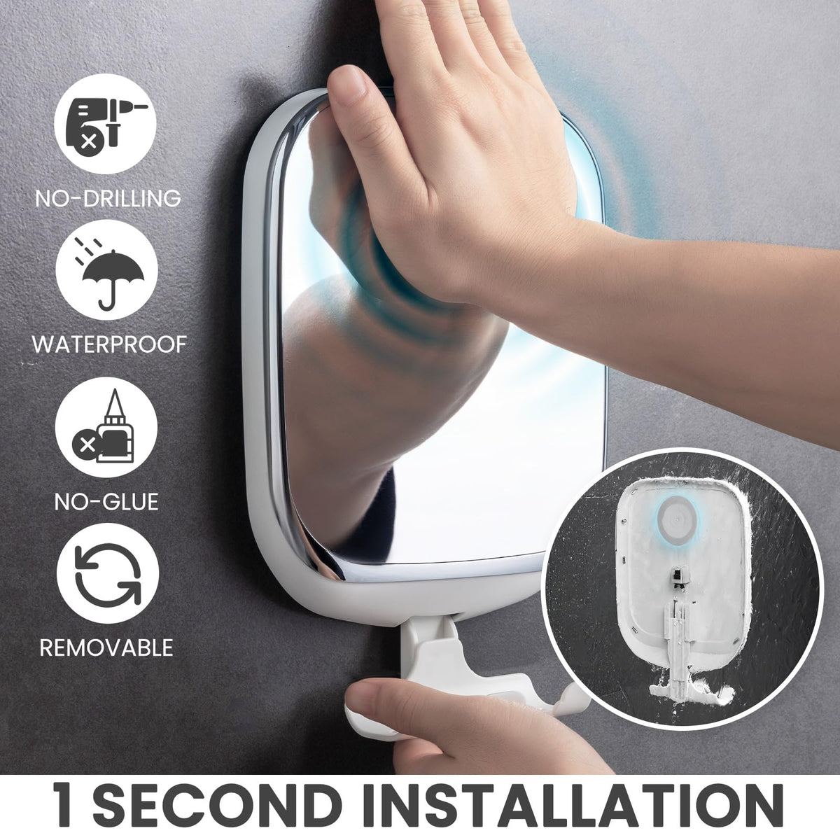 TAILI shatterproof shower mirror illustrating its durability and safety features