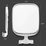 TAILI white grooming mirror highlighting the built in storage tray and razor holder functionality