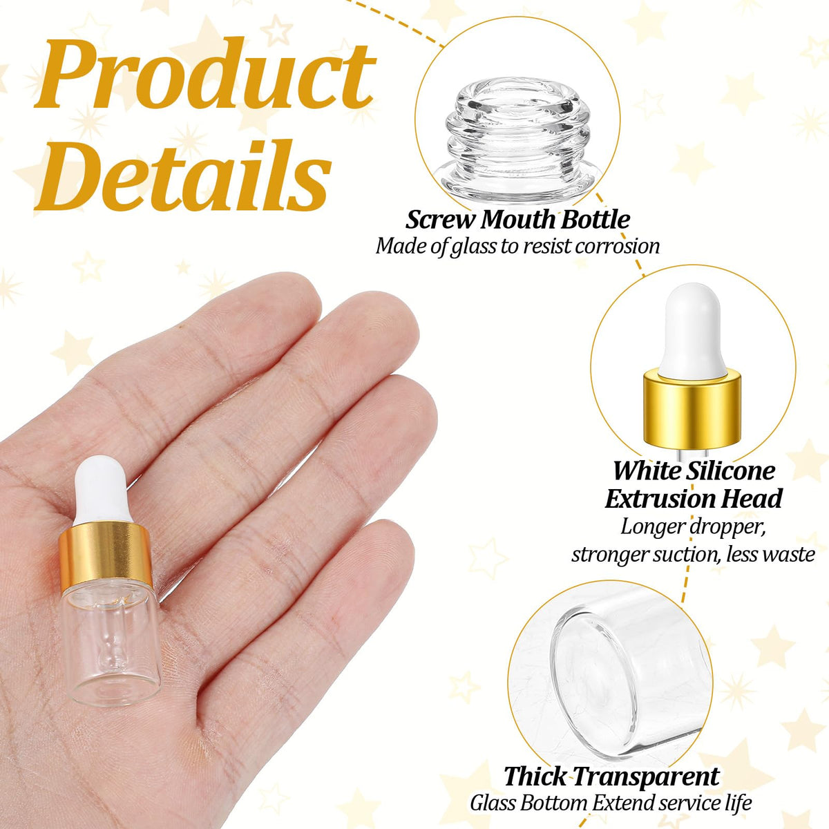 Sibba empty sample bottles for essential oils arranged on surface