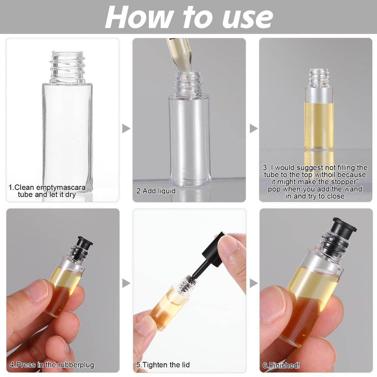 Detail of professional eyelash wand applicator for mascara bottles
