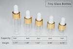 Small 1 milliliter to 5 milliliter sample bottles for liquids