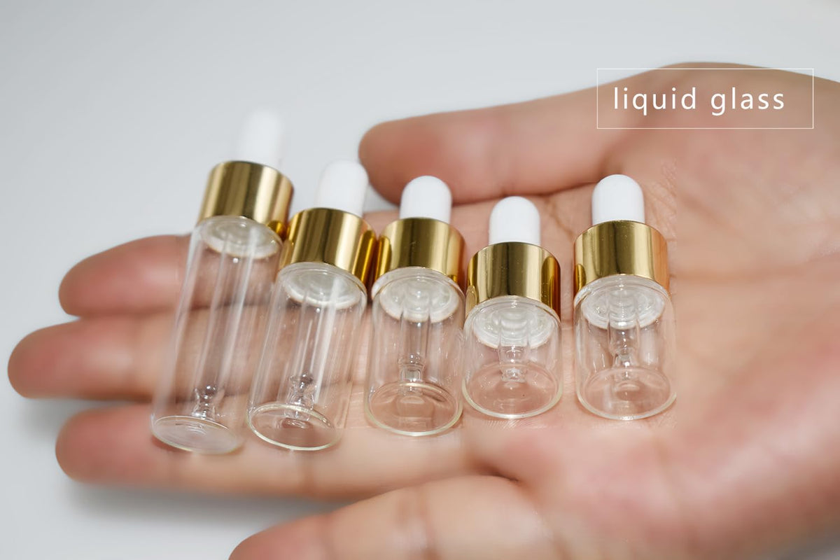 Detailed view of glass dropper bottle cap and nozzle