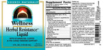 Ingredients list on Source Naturals Wellness Liquid bottle