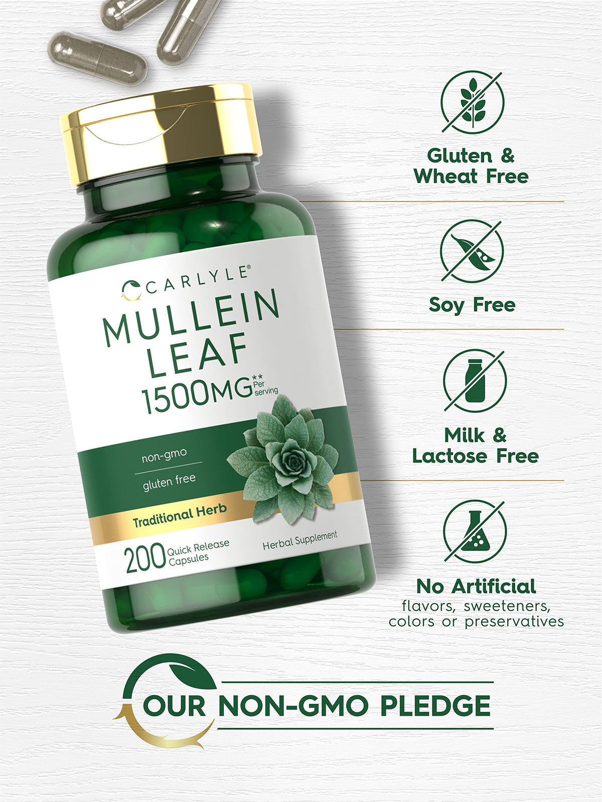 Close up of Carlyle Mullein Leaf Extract packaging