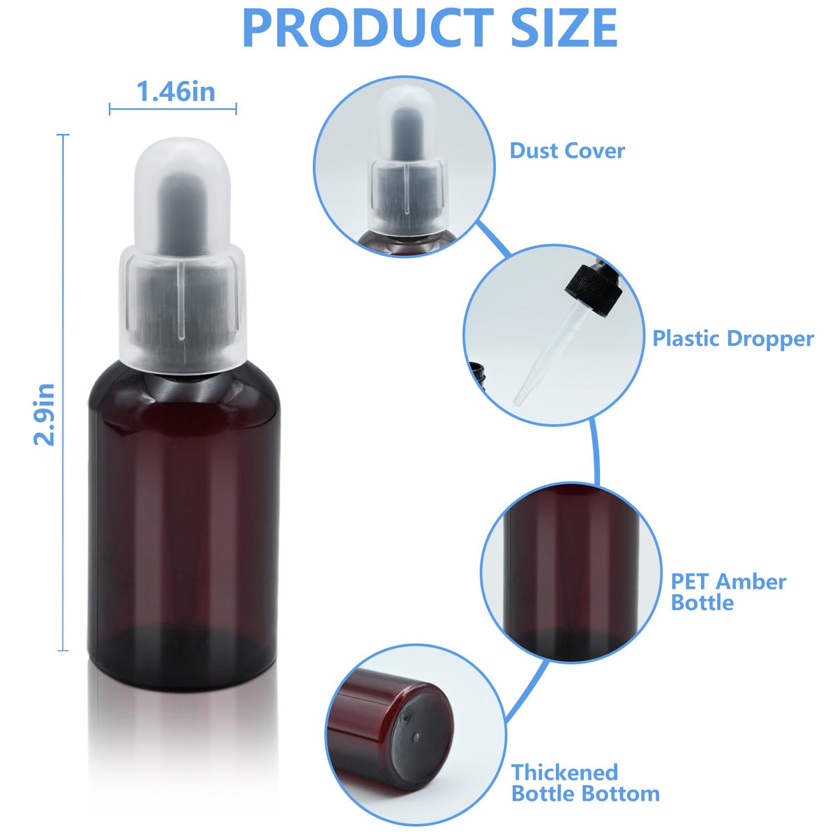 AskBed 50ml amber plastic bottles with droppers