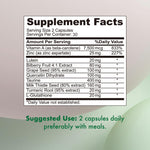 VHC 10 in 1 eye supplement container displaying lutein and bilberry ingredient details.