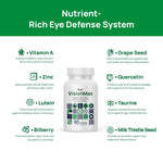 VHC vision health dietary supplement bottle placed upright for daily screen users.