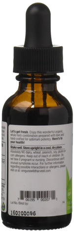 Certified USDA organic eye health dropper bottle label details