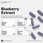 Humming Herbs eye care capsules with lutein and CoQ10 demonstrating vegetarian and gluten-free certifications.