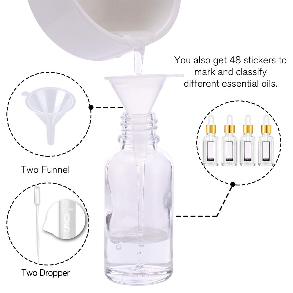 PrettyCare empty glass tincture bottles for essential oils.