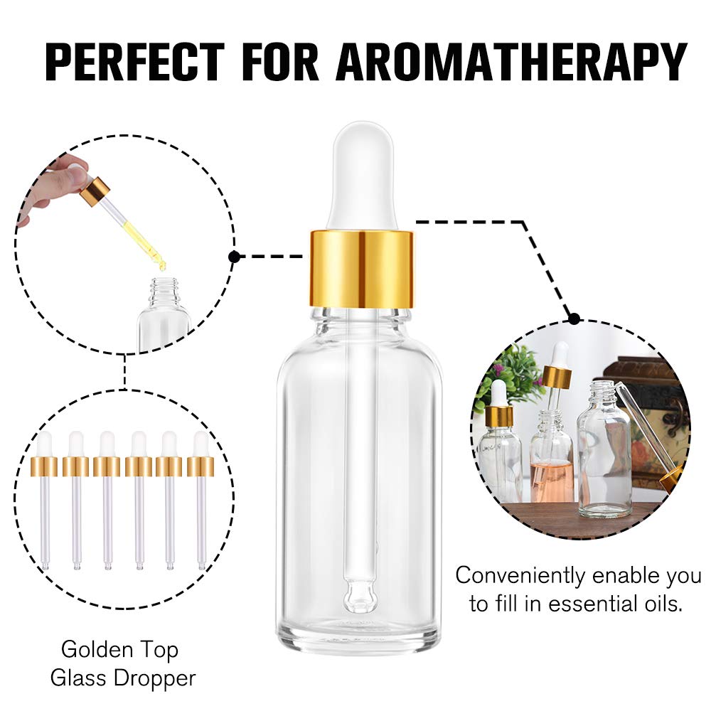 PrettyCare 24 pack glass bottles with glass pipettes.