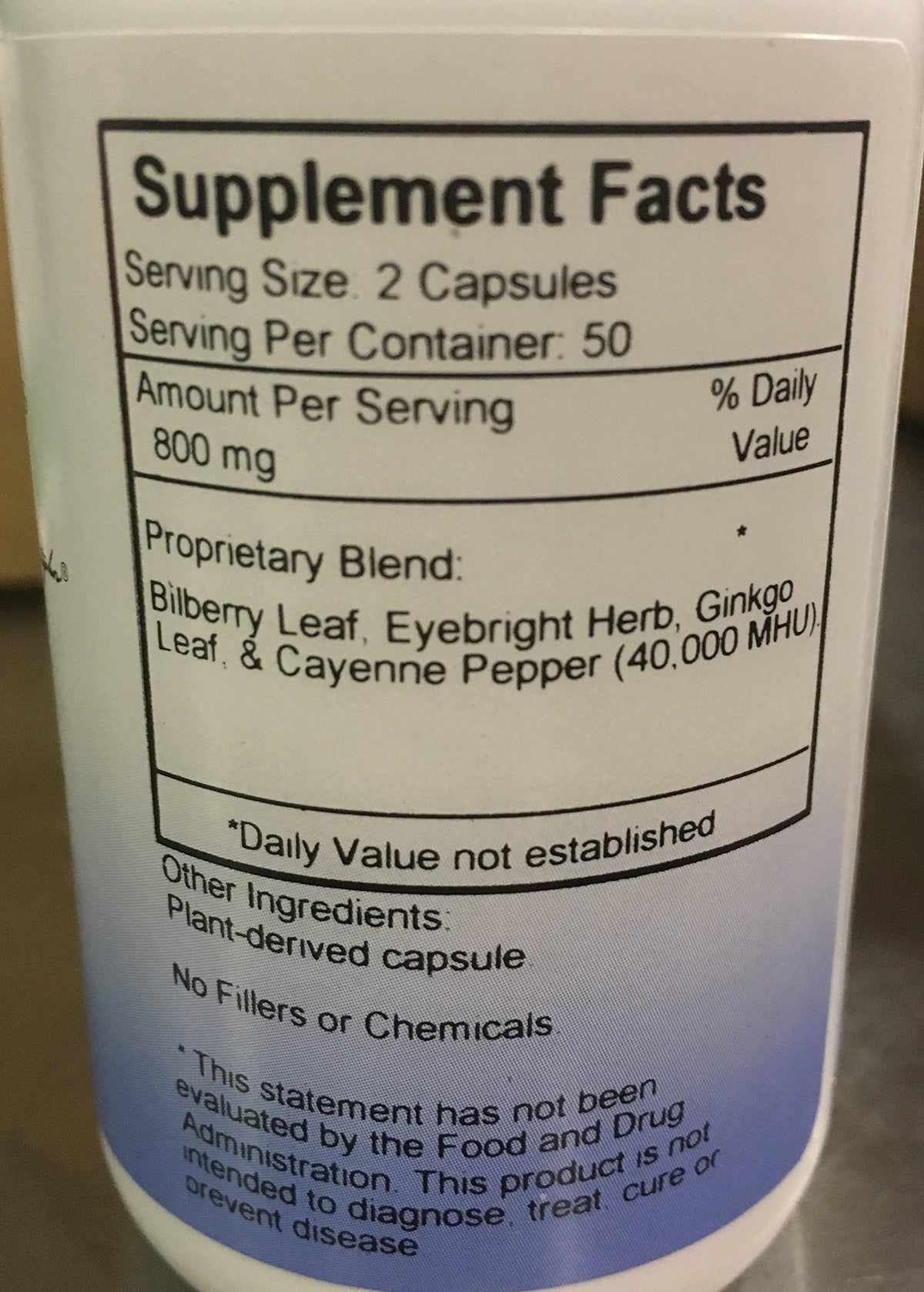 Side angle view of Christopher's Original Formulas Bilberry Eye herbal dietary supplement for eye health.