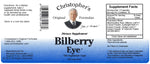 Dr. Christopher's Bilberry Eye four hundred twenty five milligrams capsule bottle showcasing packaging details.