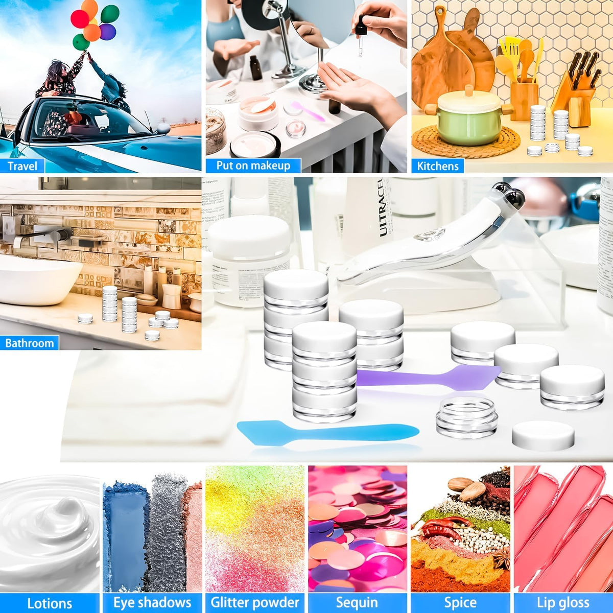 Small 3 gram plastic sample jars for skincare and makeup