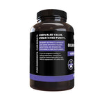 Authentic USA imported Bilberry Extract 365 capsules bottle side view.
