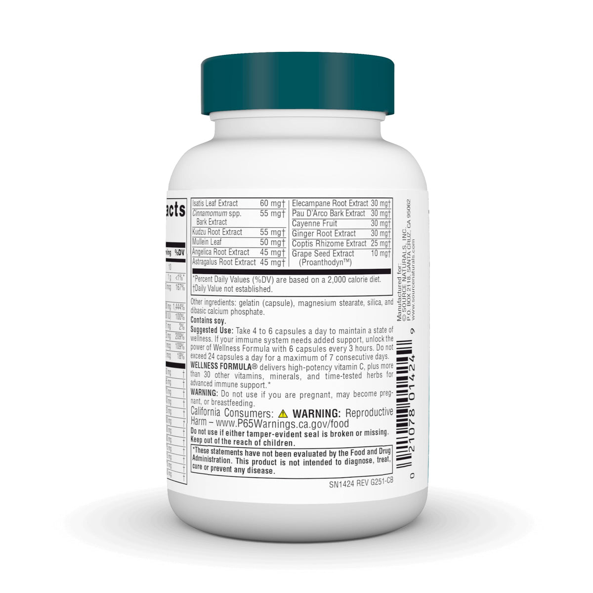 Source Naturals Wellness Formula ingredients list detail
