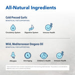 Supplement facts and ingredients list on the back of North American Herb & Spice OregaMax wild oregano bottle